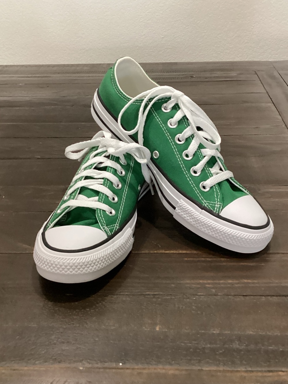 Converse Green Low Top Canvas Sneakers with White Accents